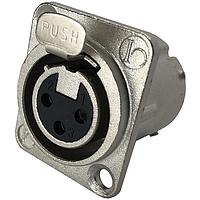 Io Audio Technologies IO-XLR3-F-JLX Connectors 3-Pin XLR, Female, Nickel Housing, Solder Cup, Silver Contact, RF Protection