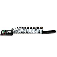 TOPTUL GBAQ1101- 11PCS 3/8inch DR. 12PT Deep Socket Rail Set - SAE