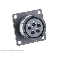 Eaton Souriau-Sunbank UTGX014E5SW Receptacles Square flange receptacle, without backshell, with 5 female solder contacts, IP68/69K in unmated conditions, keying W