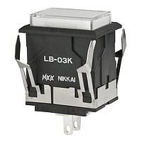 NKK Switches LB03KW01-6G-JB LED RECT BLACK BODY BLUE LED CLEAR/WHITE CAP