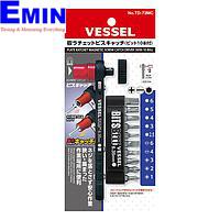 Vessel TD-73MC Flat Plate Ratchet Screwdriver Set (10 bits)