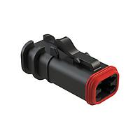 Amphenol SINE Systems AT06-4S-OMRDBLK Automotive Connectors 4 Position Overmolded Plug, Socket, Reduced Seal, Black