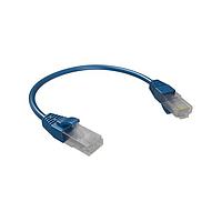 Amphenol Commercial Products RJE1Y26305C42401 Amphenol RJ-RJ Ethernet Cable assembly, CAT6, Round Super Thin 28AWG, Blue, Overmoulded, Un-Shielded, Length = 1 Feet