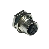 Amphenol LTW MSBS-05PFFS-SF8002 Circular Metric Connectors M12 Circular Metric Connector, B Code, Metal, 4A, 05 pins, Female Connector, Female Contact, Hexagonal, M16*1.5, Screw Thread, Solder, Receptacle, Front Fastened, Panel Thickness 4.5, IP68 / IP69K