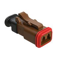 Amphenol SINE Systems AT06-2S-SR01BRN Plug 2 Position, Plug, Socket, SR01 Strain Relief (Standard Seal), Brown Body
