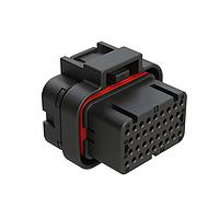 Amphenol SINE Systems ATS06-34SA1 Plugs 34 Position Plug, Socket, Contact Size 20, Single Latch, Keyed A, End Cap, Black