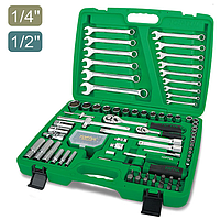 TOPTUL GCAI106B Professional Grade 1/4" & 1/2" DR. Flank Socket Wrench Set (106 pcs)