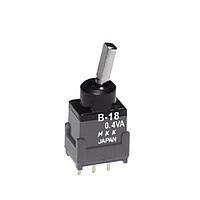 NKK Switches B18HP Process Sealed Subminiature Antistatic Toggles (ON)OFF(ON) .248 FLT STRAIGHT PC .4VA