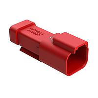 Amphenol SINE Systems AT04-2P-THM10K Connectors 2-Way, Receptacle, 10K Ohm Thermistor, NI Pins, Wedgelock, Endcap, Solid Seal, Laser markings. Red