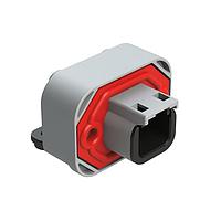 Amphenol SINE Systems ATM13-2P-BM02 2-Way RA Flng Mnt PCB Rcpt 2POS Gry Gld Cont