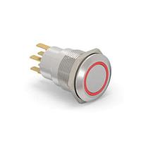 Alcoswitch - TE Connectivity 4-2213764-6 Pushbutton Switches AV19 DPM 0.4VA FIX RING LED RED 12V
