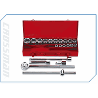 Crossman 99-086 21 Pcs. 3/4 inch Drive Metric Socket Set ( 15 drive sockets 6 point 17-50 mm, 5 drives, 1 metal box)