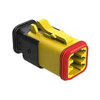 Amphenol SINE Systems AT06-6S-SR02YEL Plug 6 Position, Plug, Socket, SR02 Strain Relief (Reduced Diameter Seal), Yellow Body