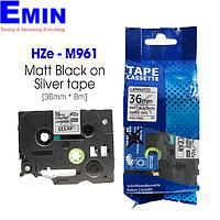 BROTHER HZe-M961 Label Tape (36mmx8m; Black on silver)