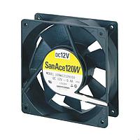 Sanyo Denki 9WP1248H101 Axial DC Axial Fan, 120x120x38mm, 48VDC, 99CFM, 5.28W, 39dBA, Splash Proof, Tach, IP68