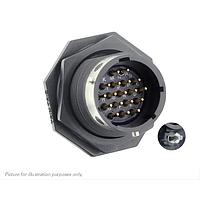 Eaton Souriau-Sunbank UTGX714D18P32 Receptacles Jam nut receptacle & hold down clips,without backshell, with 18 male PCB contacts, IP68/69K in unmated conditions