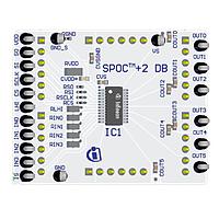 Infineon SPOC2DBBTS710404ESPTOBO1 Switching Controller a small PCB with soldered SPOC+2 device on it