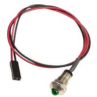 BIVAR MPC5GDW8.0-CC Indicators Standard Metal Panel Mount Indicators, 2 Leaded, 5mm Green LED with Diffused Lens, 8 in. Wire, .100 Connector.