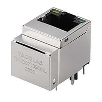 Taoglas TMJD0713BDNL Magnetic Jack RJ45 ICM, 1G Base-T, 1x1, Vertical, 10 pin THT, T+CMC, Current drive, Shielded w/step, LED, Commercial grade