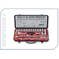Crossman 99-095 25 Pcs. 1/2 inch Drive Metric Socket Set ( 18 drive sockets 6 point 10-32 mm, 5 drives, 1 Universal joint, 1 Spark Plug Socket)