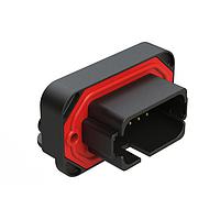 Amphenol SINE Systems AT13-18PD-BM01BK Connectors 18 Position, Right Angle Flange Mount PCB Receptacle, Gold Plated Contacts Included, Keyed D, Black