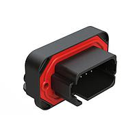 Amphenol SINE Systems AT13-18PE-BM03BK Connectors 18 Position, Right Angle Flange Mount PCB Receptacle, Tin Plated Contacts Included, Keyed E, Black