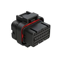 Amphenol SINE Systems ATS06-34SB2 Plugs 34 Position Plug, Socket, Contact Size 20, Double Latch, Keyed B, End Cap, Black