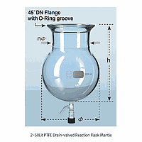 SciLab SL.Re2295 PTFE Drain-valved DURAN-glass Reaction Flask, DN150, 10,000~12,000(full)㎖
