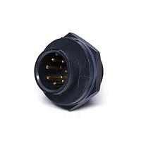 Amphenol LTW ABD-07RMMS-LC7001 Connectors Ceres, Standard Size, Plastic, 5A, 07 pins, Male Connector, Male Contact, Circular, 2 Points Lock, Solder, Receptacle, IP67