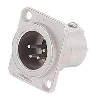 Amphenol Audio AC4MDZ Connectors 4 Pole XLR Male Chassis Mount D Type Stamped Contacts  Nickel Finish