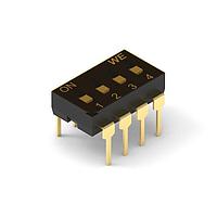 Wurth Elektronik 418127160904 DIP Switches WS-DITV Dip Sw 4 Pin Horiz Box Typ Black