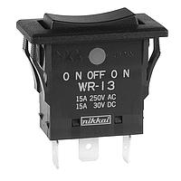 NKK Switches WR13AF Rocker Switches SPDT Sealed .250" QC term. On-Off-On