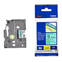 Label printed BROTHER TZE-721 9mm black background with green background