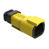 Amphenol SINE Systems ATM04-4P-SR01YL Connectors 4 Position, Receptacle, Pin, Strain Relief End Cap, Yellow Body