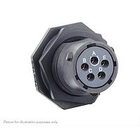 Eaton Souriau-Sunbank UTSX714D5SW32 Receptacles Jam nut receptacle & hold down clips,without backshell, with 5 female PCB contacts, IP68/69K in unmated conditions, keying W