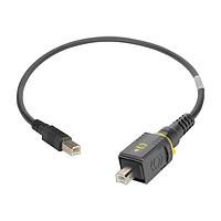 HARTING 09454453911 USB Cables / IEEE 1394 Cables HARTING PushPull V4 v2.0 USB 2.0 Type B, Cable Assembly, PushPull to IP20 USB plug, PVC, 1.0m