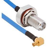 Amphenol SV Microwave FRSMPM-085-FBSMA-060 RF Cable Assemblies SMPM R/A F SMA BKHD F 6"Cable