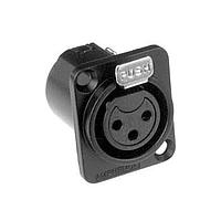 Amphenol Audio AC3FDZB Connectors 3 Pole XLR Metal F Chassis Mount D Type Stamped Contacts  Black Finish