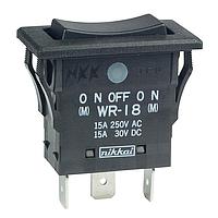 NKK Switches WR18AFN Rocker Switches (ON)OFF(ON) BLACK QC NO EPOXY ENVRN SEALD