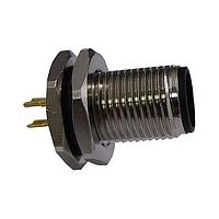 Stewart Connector SS-12000-003 Straight M12 A-Code Connector Male Rear Panel Mount Receptacle 4 Contact PCB Solder Pins