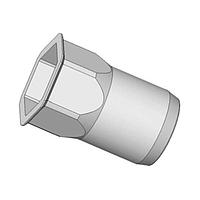 ATLAS AETHS-M8-3.0ZI Rivet Nut Atlas Rivet Nut, Atlas FM, AETH, Thin Head Semihex Body, Open End, Steel, Thread Size - M8,