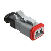 Amphenol SINE Systems AT06-2S-SR01GRY Plug 2-Way Plug Female Connector with Strain Relief Endcap, Standard Seal, Gray