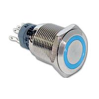 E-Switch PV3F2B0BB-205 Anti-Vandal Anti-vandal, SPDT, On-(On), Panel Mount, Front, Silver, LED, White, IP40