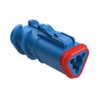 Amphenol SINE Systems AT06-3S-OMRDBLU Automotive Connectors 3 Position Overmolded Plug, Socket, Reduced Seal, Blue