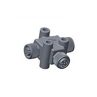 Amphenol LTW TA-A08F-A08F-A08F-01 T-Adapter Circular Metric Connector, T Adaptor, Metal, A Coding, 2A, 08 pins, (End 1) Female Female, (End 2) Female Female, (End 3) Female Female, Screw Thread, IP68 Mated