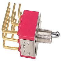 Carling Technologies 2M1-SP1-T2-B4-M6RE Toggle Switches 1-pole, ON - None - ON, .4VA 20V max (AC/DC) not HP rated, Non-Illuminated, Sealed Round Short Bat Mini & SubMini Switch with Right Angle, PC Thru-Hole