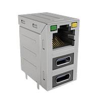 Amphenol RJE36188244D RJ45 Over USB4 Stacked RJ45 over USB4 , with LED, with 50 micro inch Contact Gold Plating