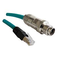 Stewart Connector BM-MARM030F Cat 6a, Cat 6 M12 X-Code Male Plug to RJ45 Plug Cat6a Cable Assembly  TPE Jacket  30FT