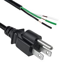 Qualtek Electronics 411012-01 AC Power Cords North American Power Cord, NEMA 5-15P to ROJ 2, Strip 5/8, 16AWG / 3C, SJT, 105C, 72 inches, NA Color Code, Black Color