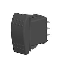 Carling Technologies V6D2S00B-AZC00-000 Sealed Rocker Switch 1-pole, ON - OFF - ON, 20A 12VDC not HP rated, Non-Illuminated, Sealed Contura II Rocker Black Switch with No Lens and .250 Tab (Q.C.), 10 Terminal base